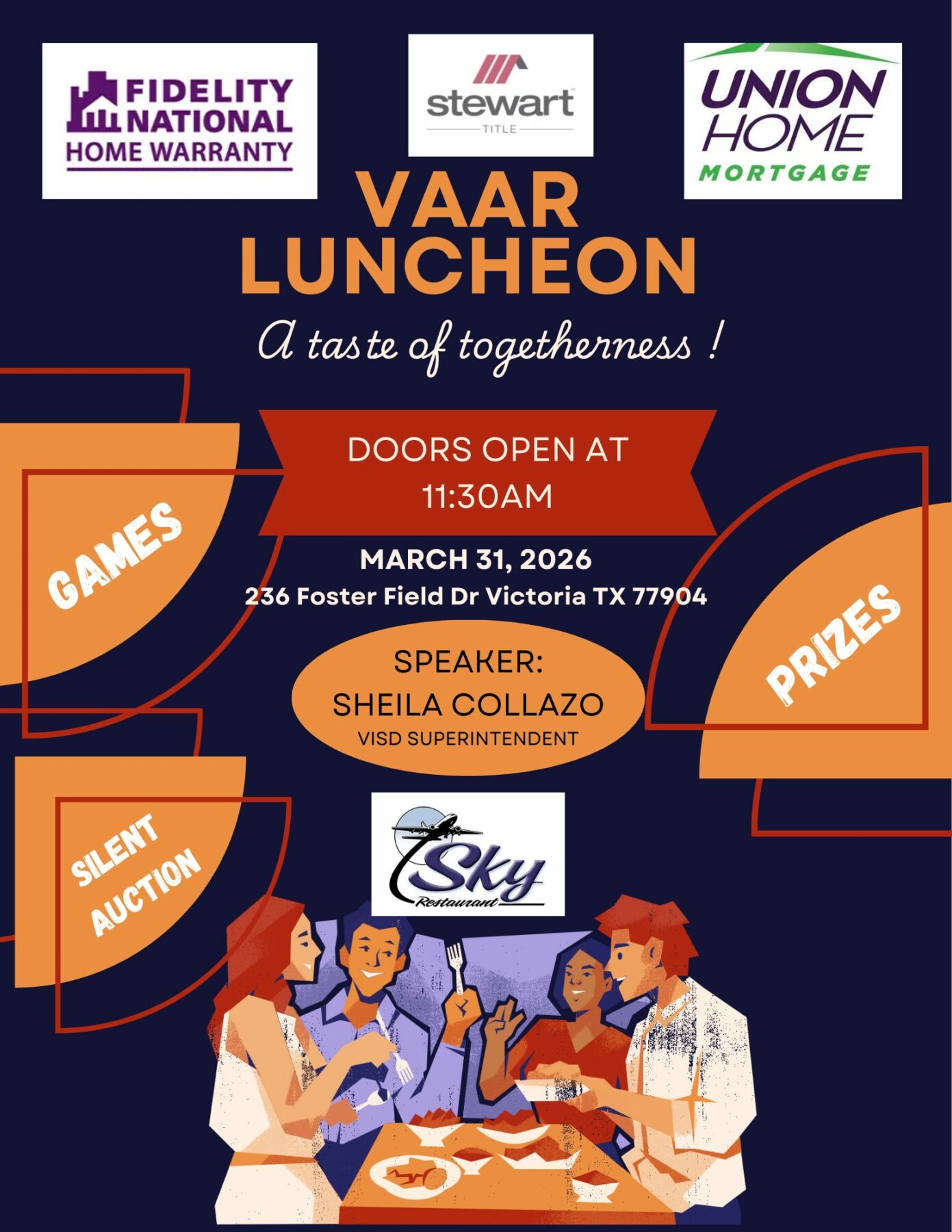 Orange and Blue Illustrative Lunch Party Flyer